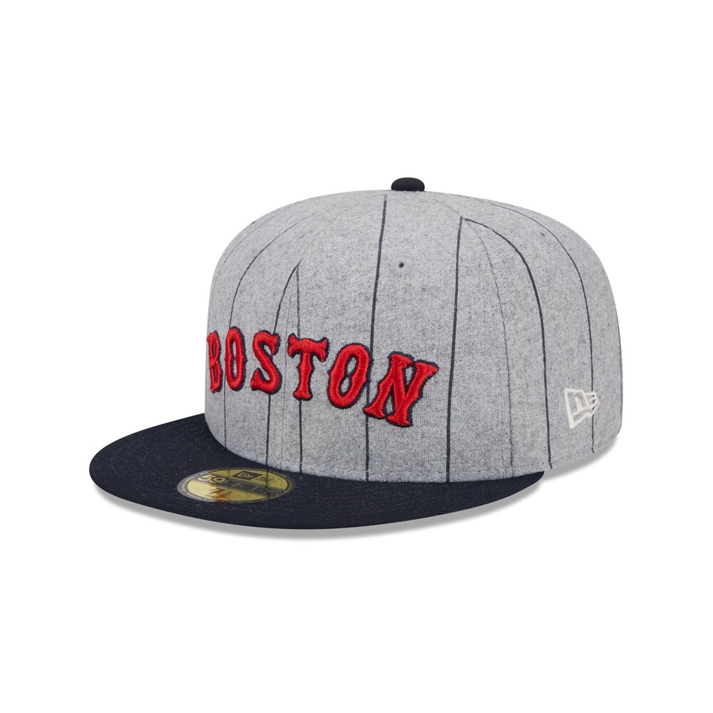 New Era Boston Red Sox Heather Pinstripe 59FIFTY Fitted Hat - Size 8